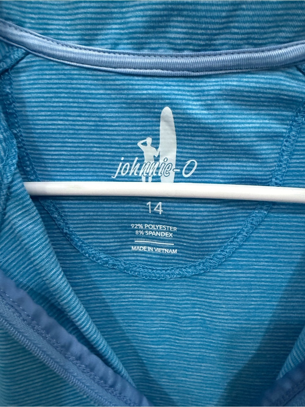 Johnnie-O Pullover 1/4 Zip Performance Golf Top Blue Striped Women’s Size 14 - Picture 3 of 4
